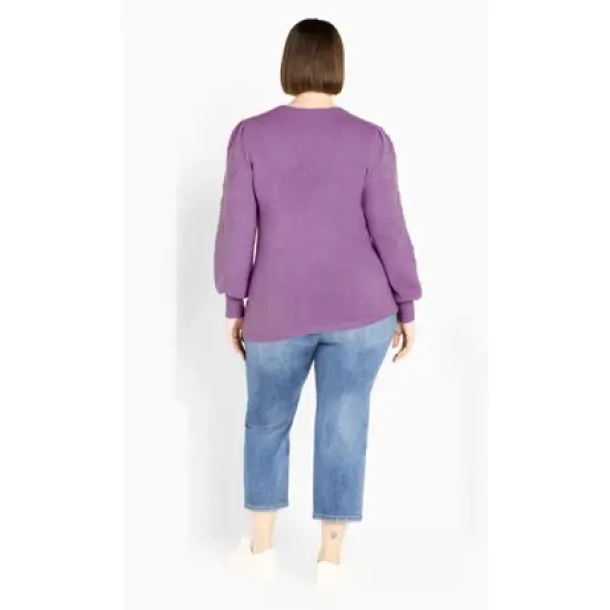 Women's Plus Size Nicky Pom Pom Sweater - wisteria | AVENUE image {2}