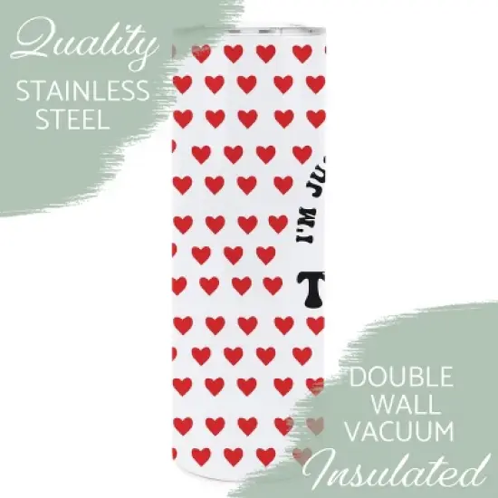 Elanze Designs I'm Just Here For The Treats Red Heart Pattern 20 ounce Stainless Steel Travel Tumbler with Lid For Your On The Go Beverages image {2}