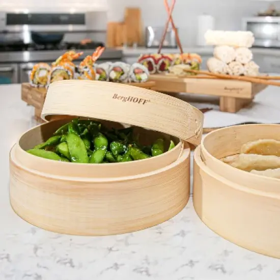 BergHOFF 13Pc Bamboo Set, Sushi Serving Trays, Steamers, Chopsticks image {2}