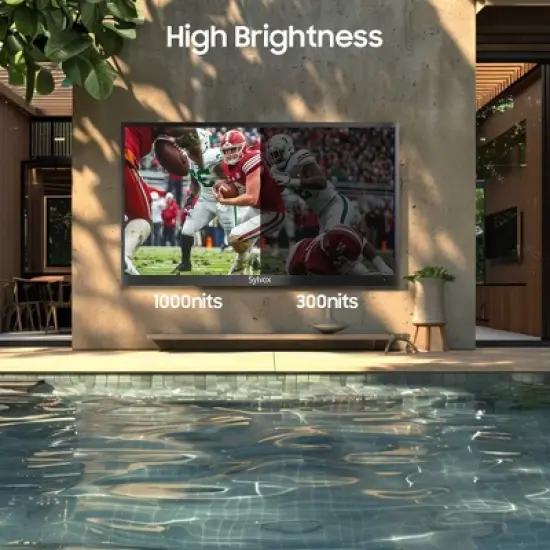 SYLVOX 55" Outdoor TV, 1000nits Google Smart TV Built-in Google Assistant, Chormecast, IP55 Waterproof Outside TV for Partial Sun (Deck Pro 2.0) image {3}