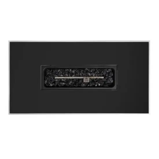 43" Rectangular Steel Outdoor Fire Pit Table with Smoked Glass Top and Lid image {6}