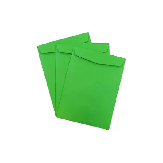 JAM Paper Open End Catalog Envelope 9" x 12" Green 100/Box (80402) image {2}