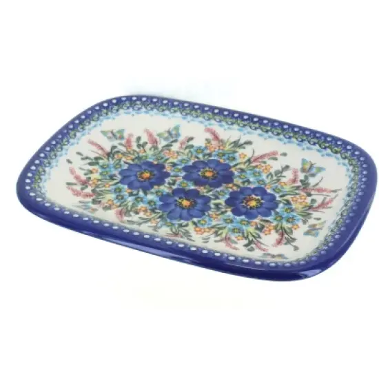 Blue Rose Polish Pottery 120 Vena Medium Rectangular Serving Platter image {8}