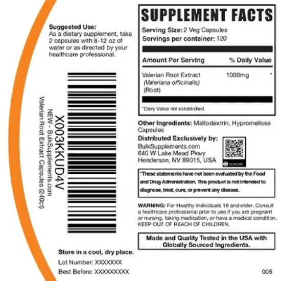 BulkSupplements Valerian Root Extract Capsules image {5}