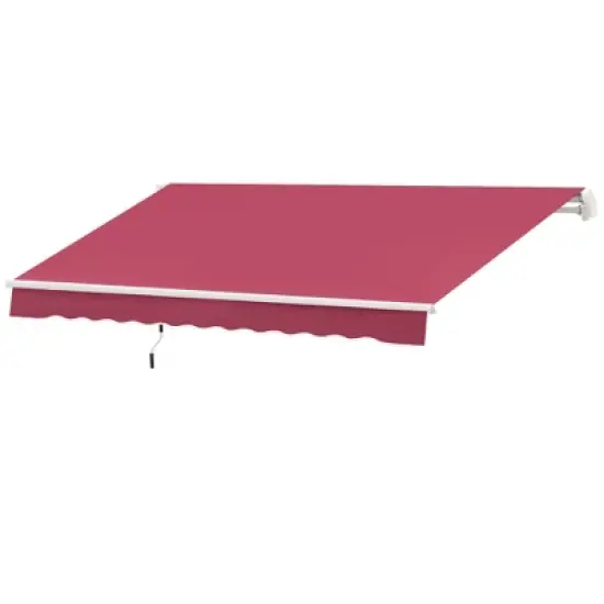 Outsunny 10' x 8' Manual Retractable Awning Sun Shade Shelter for Patio Deck Yard with UV Protection and Easy Crank Opening, Red image {3}