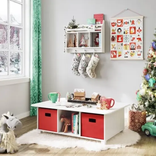 Kids' Book Nook Wall Shelf with Cubbies and Book Rack White - RiverRidge Home image {7}
