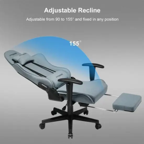 GTRACING Gaming Chair with Footres Ergonomic Recliner Office Chair with Lumbar Support Blue image {7}