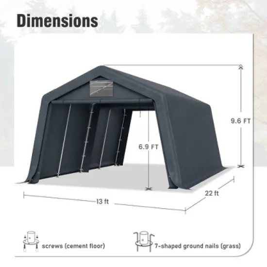 Captiva Designs Outdoor Portable Storage Shelter - Choose Between Two Spacious Garage Tents with Roll-Up Zipper Doors image {6}