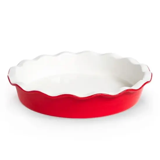 Kook Round Ceramic Pie Dish, Wave Edge, 10 Inch, 44 oz image {6}