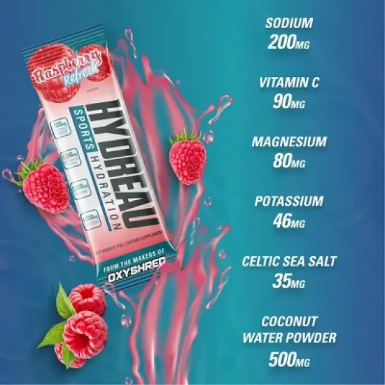 EHPlabs Hydreau Sugar-Free Electrolyte Drink Mix Packets - Raspberry Refresh - 8ct Hydration Supplement image {5}