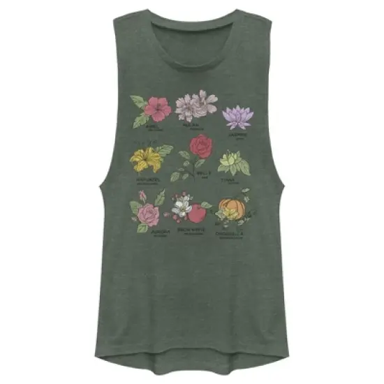 Junior's Disney Princess Floral Chart Festival Muscle Tee image {3}
