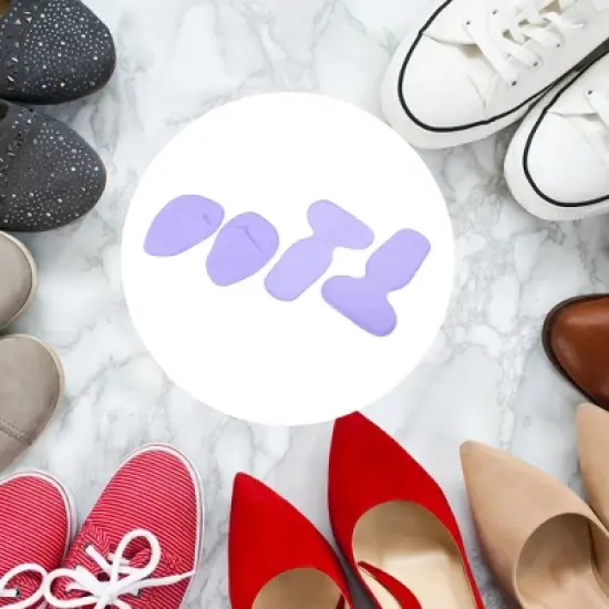 Unique Bargains Silicone Heel Support Cup Pads Orthotic Insole Plantar Care Heel Pads 12Pcs PU Clear Beige Purple image {2}