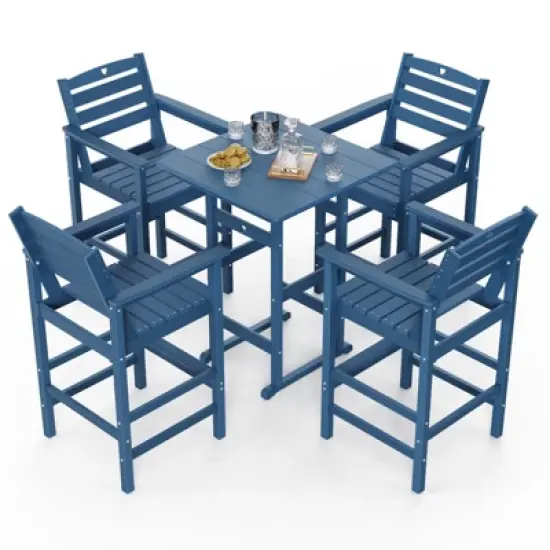 GardenJoy 5-Piece Bar Height Patio Table and Chairs Set, 30.2" - Weather Resistant, Outdoor image {6}