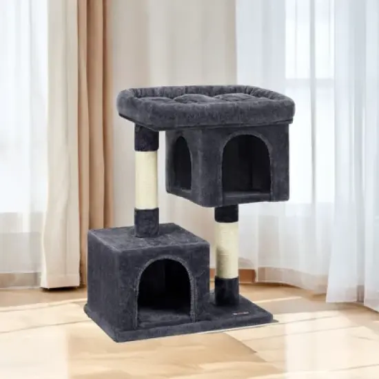 Cat Tree, 33.1-Inch Cat Tower, Cat Condo for Large Cats up to 16 lb, Large Cat Perch, 2 Cat Caves, Scratching Post, Cat Houses for Indoor image {11}