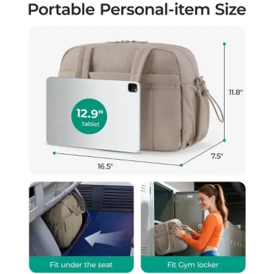 Itopfox Travel Duffle Bag for Women with Wet Pocket, Lightweight Carry-On Weekender, Water-Resistant, Multiple Compartments image {8}