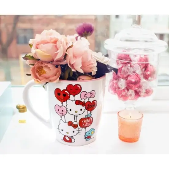 Silver Buffalo Sanrio Hello Kitty Heart Balloons Ceramic Latte Mug | Holds 25 Ounces image {6}