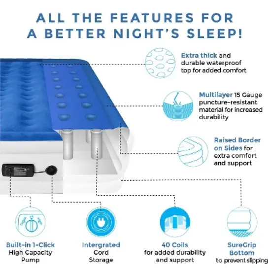 SoundAsleep Dream Series Air Mattress with ComfortCoil Technology & Internal High Capacity Pump image {3}