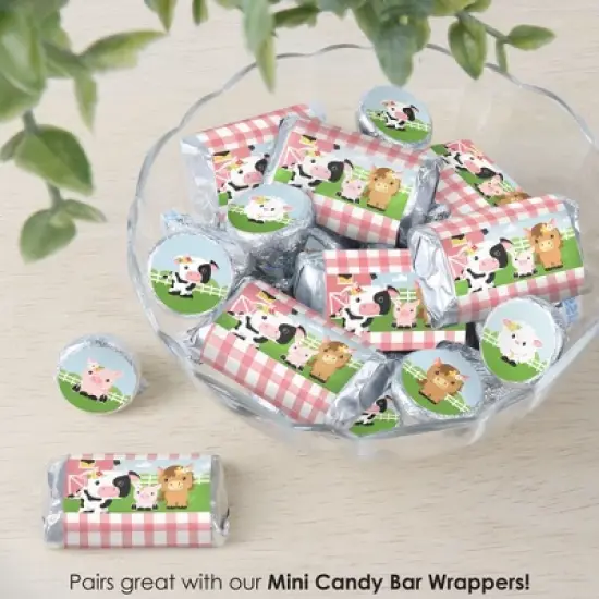 Big Dot of Happiness Girl Farm Animals - Pink Barnyard Baby Shower or Birthday Party Small Round Candy Stickers - Party Favor Labels - 324 Count image {5}