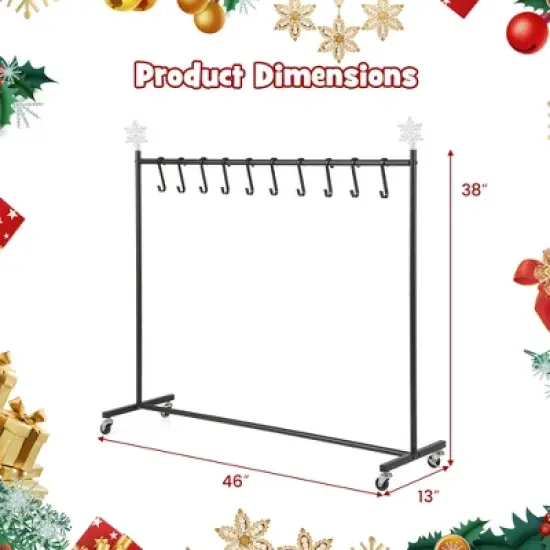 Tangkula Christmas Stocking Holder 46" Metal Stocking Stand with Christmas Decorations Freestanding Stocking Hanger Clothes Rack w/ 10 Hooks image {8}