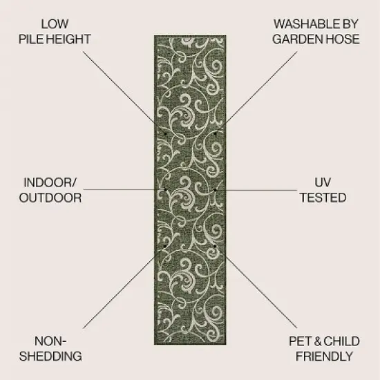 Maribel Traditional Classic All-Over Scroll Indoor/Outdoor Area Rug - JONATHAN Y image {2}