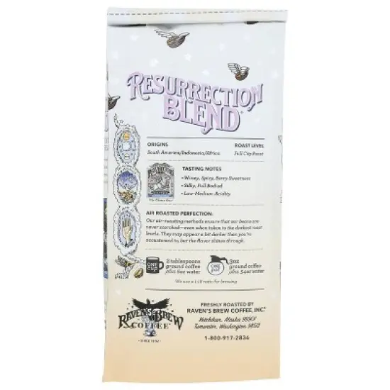 Raven's Brew Resurrection Blend Whole Bean Full City Medium Roast Coffee - 12oz image {3}