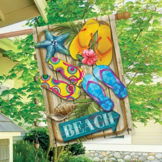 Flip Flops Beach Summer House Flag Nautical 28" x 40" Briarwood Lane image {2}
