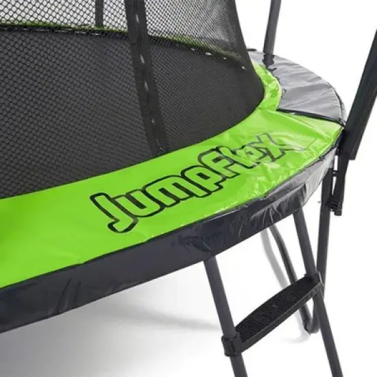 Jumpflex Flex120 12 Foot Trampoline with Enclosure and Ladder, Black and Green image {3}