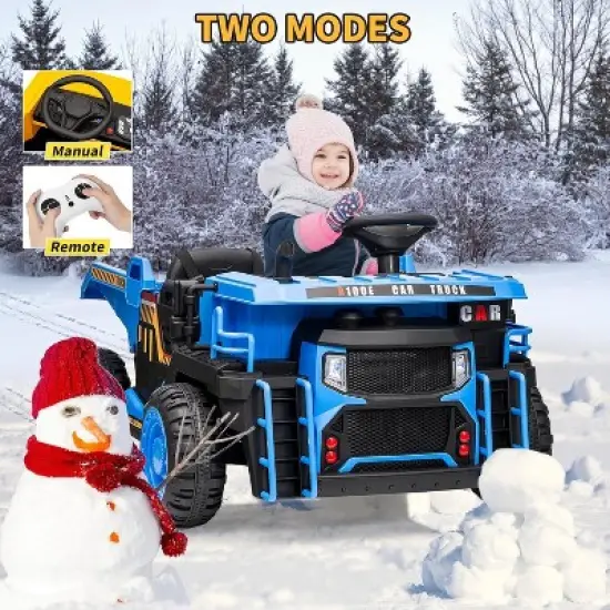 24V 2-Seat Kids R/C Dumper, Ride-on Electric Construction Vehicle with Shovel, Bluetooth, LED Lights and Shock Absorber image {2}