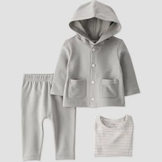 Little Planet by Carter&rsquo;s Baby 3pc Striped Cardigan Set - Sage Green image {5}