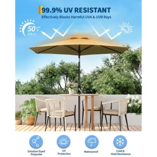 7.5FT Patio Umbrella Outdoor, Market Umbrella, Table Umbrella with Push Button Tilt and Crank, 6 Sturdy Ribs UV Protection Waterproof image {5}
