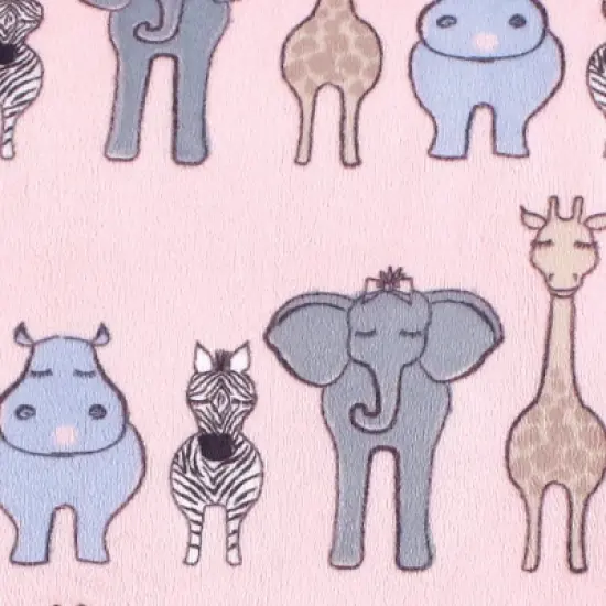 Hudson Baby Infant Girl Plush Blanket with Faux Shearling Back, Pink Safari, One Size image {1}