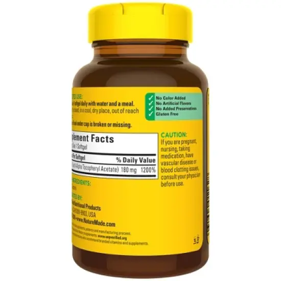 Nature Made Vitamin E - DL-Alpha 400IU Heart Softgels - Non Vegetarian - 180ct image {8}