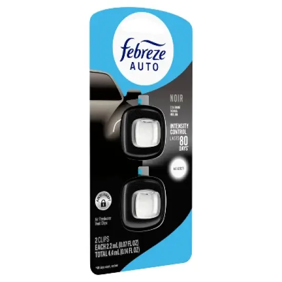 Febreze 2ct Car Auto Noirs: Phthalate-Free Car Freshener, Adjustable Scent, Vent Clips, Disposable, Oil-Based image {9}