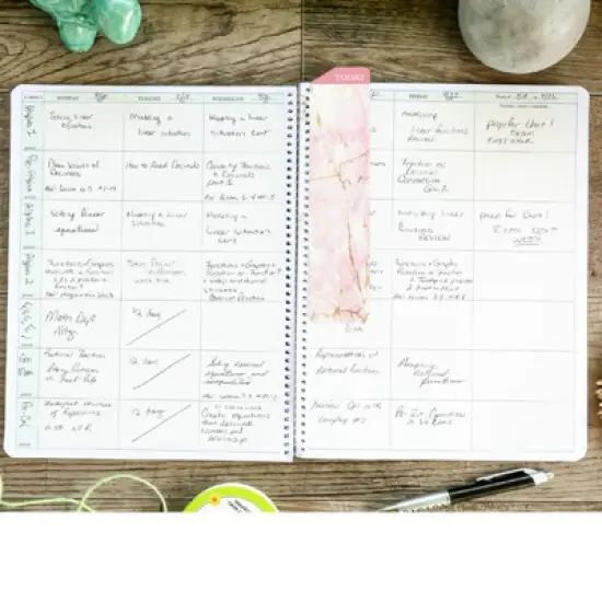 Elan Publishing Company W101FT - 32 Fashion Teacher Planner Set - PINK MARBLE image {1}