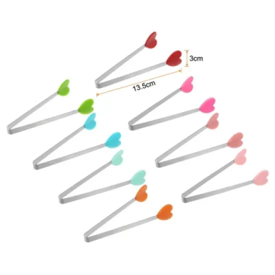 Unique Bargains Stainless Steel with Silicone Tips Cooking Food Tongs 8 Pcs image {1}