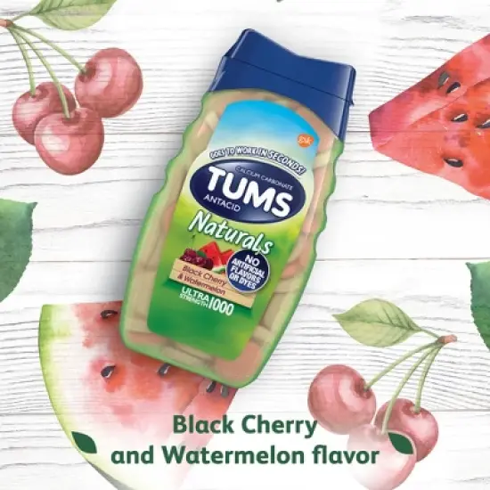 Tums Naturals Ultra Strength Antacid Chewable Tablets - Black Cherry & Watermelon image {8}