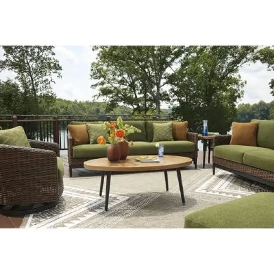 Signature Design by Ashley Horizon Hall Outdoor Coffee Table, Weather-Resistant Aluminum, Two-Tone Brown image {5}