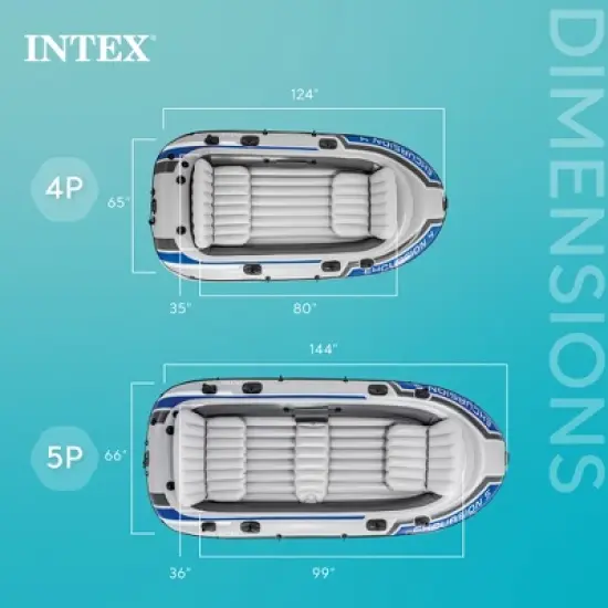 Intex Excursion Inflatable Water Fishing River Boat Raft Set with Oars image {5}