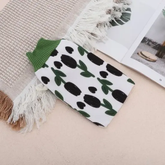 Unique Bargains Tulip Flowers Shower Gloves for Bathroom 9.45"x5.12" Green 1 Pc image {2}