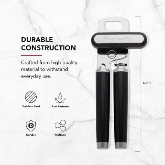 Multifunction Can Opener and Bottle Opener Easy to Use, Razor Sharp Stainless Steel Cutting Wheel, Soft Ergonomic Handles image {3}
