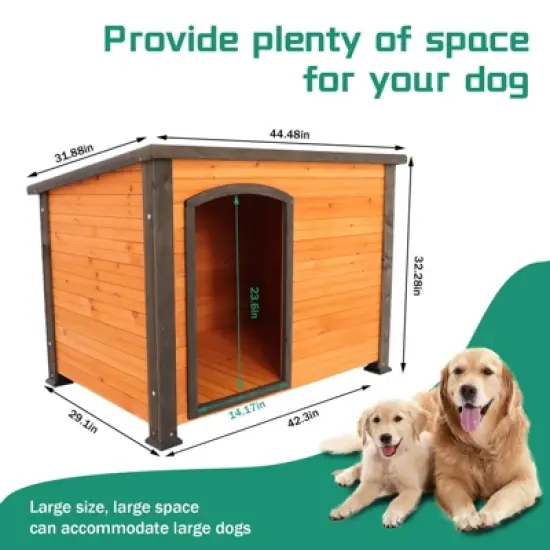 UbMelt 44.5 Inch Dog House Large Wooden Puppy  Dog Kennel for Winter Outdoor Dog House Weatherproof,Sturdy&Durable image {2}