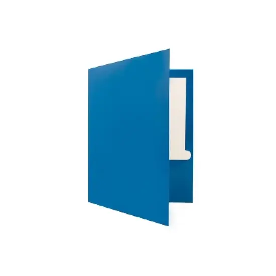 JAM Paper Laminated Two-Pocket Glossy Presentation Folders Blue 385GBUD image {3}