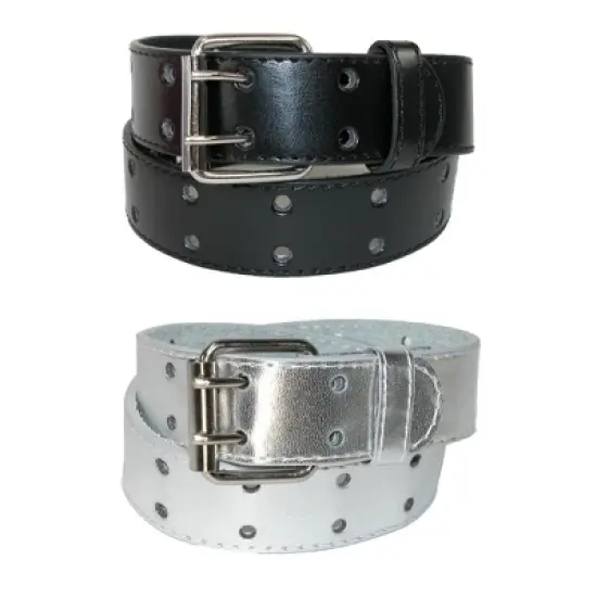 CTM Kid's Leather Two Hole Jean Belt (Pack of 2 Colors) image {9}