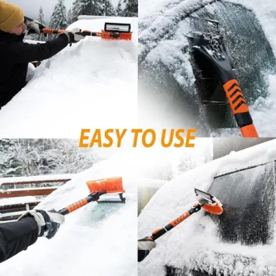 Zone Tech Ice Scraper and Extendable Brush 360&deg; Snow Brush Head for Car Windshield Flexible Arm Ice Scraper  Tool Snow Removal 2 Pack image {6}