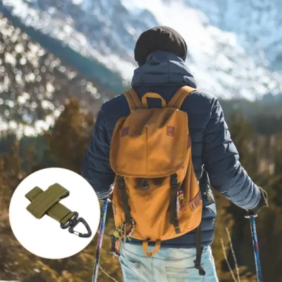 Unique Bargains Glove Holder Set 3Pcs Nylon Webbing 360 Degree Revolve Buckle with Key Clip for Belt Black Green Khaki image {5}