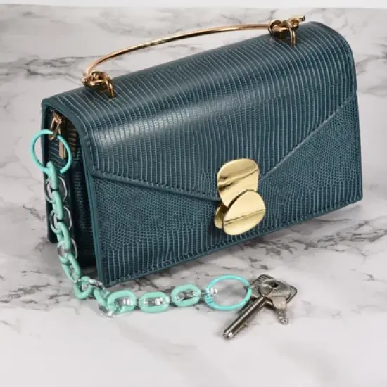 Unique Bargains Acrylic Belt Loop Purse Handbag Wrist Keychains with Binder Keyrings image {2}