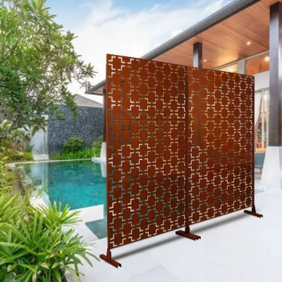 CAVINAS Patio Decorative Screen Metal Fence Privacy Screen with Square Pattern for Outside and Garden, 76" H&times;48" W image {7}