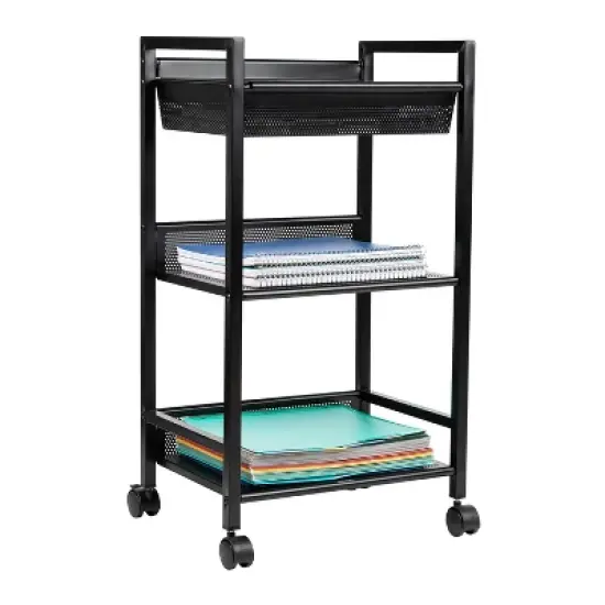 Mind Reader 3-Tier Cart with Covered Compartment Storage Metal image {4}