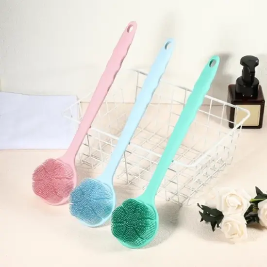 Unique Bargains Double Side Long Handle Bath Brush 14.17" Length 1 Pc image {5}