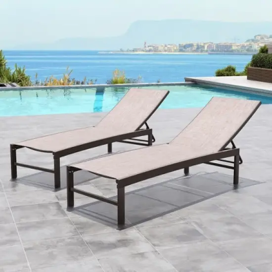 Crestlive Products Outdoor Pool Lounger Aluminum All-weather Adjustable Chaise Lounge Chair image {9}